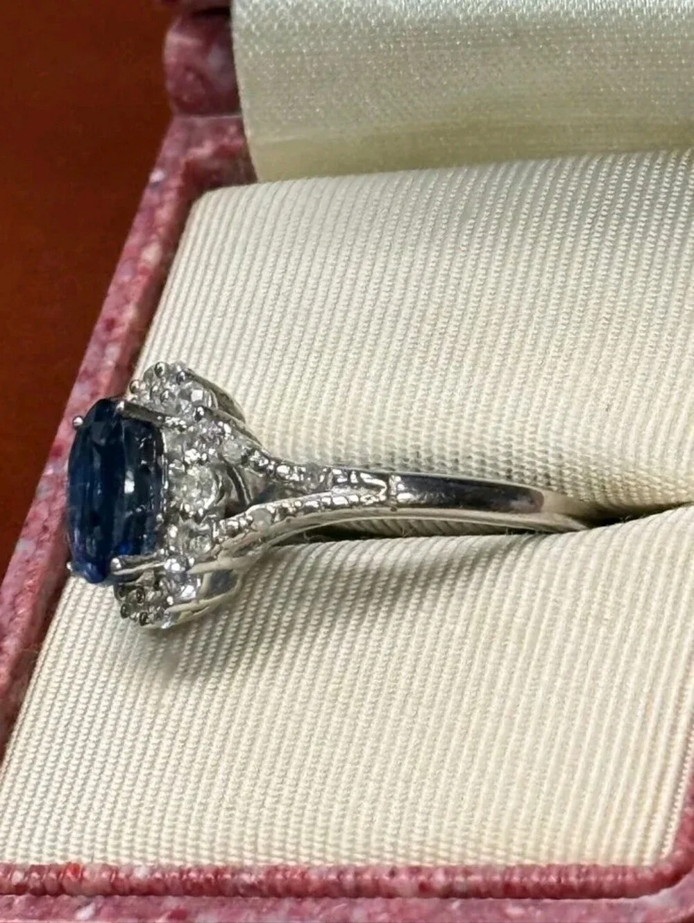 Sterling Silver 2.25 CT Himalayan Kyanite, White Topaz& Diamond Accent Ring